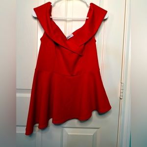 Red, off the shoulders, blouse, size large great condition only wore once